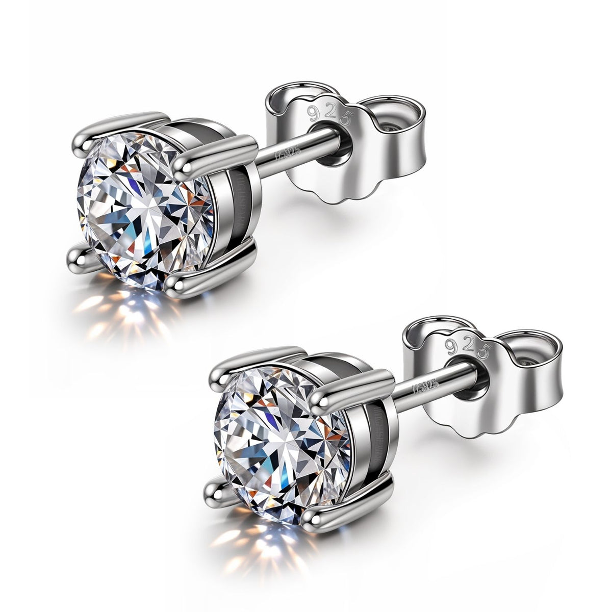 Classic 4-Prong Solitaire Studs in 925 Sterling Silver