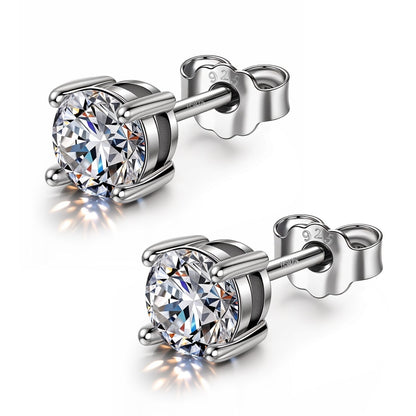 Classic 4-Prong Solitaire Studs in 925 Sterling Silver