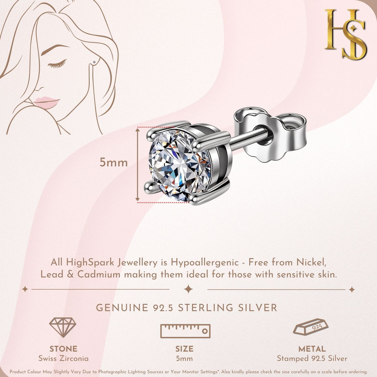 Classic 4-Prong Solitaire Studs in 925 Sterling Silver