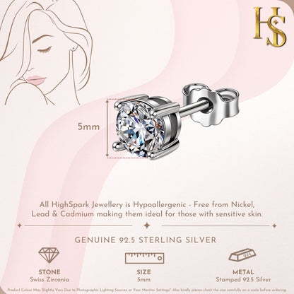 Classic 4-Prong Solitaire Studs in 925 Sterling Silver
