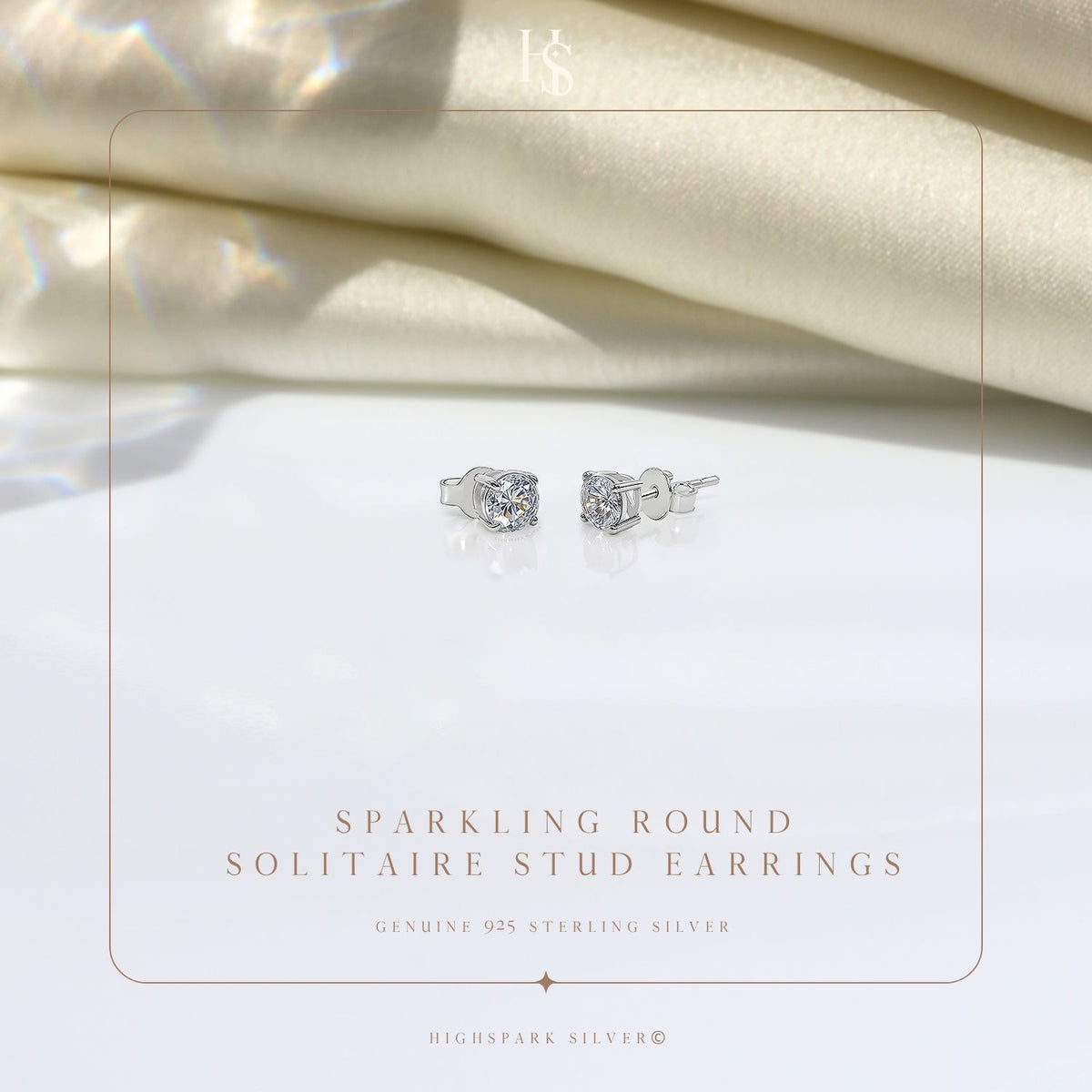 Classic 4-Prong Solitaire Studs in 925 Sterling Silver