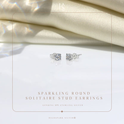 Classic 4-Prong Solitaire Studs in 925 Sterling Silver