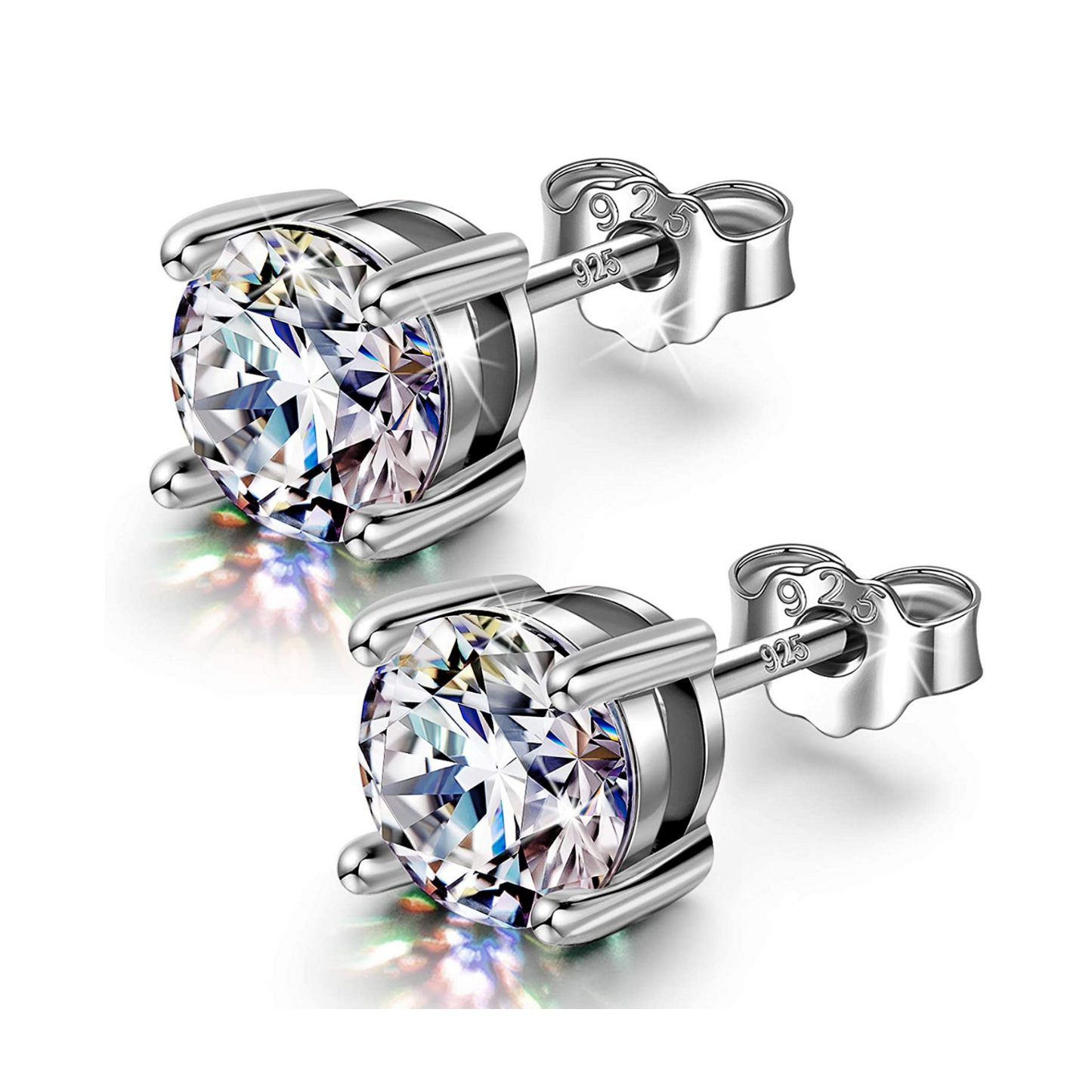 Solitaire Earrings in 92.5 Silver - Classic 4 prong setting embellished with Sparkling Zirconia