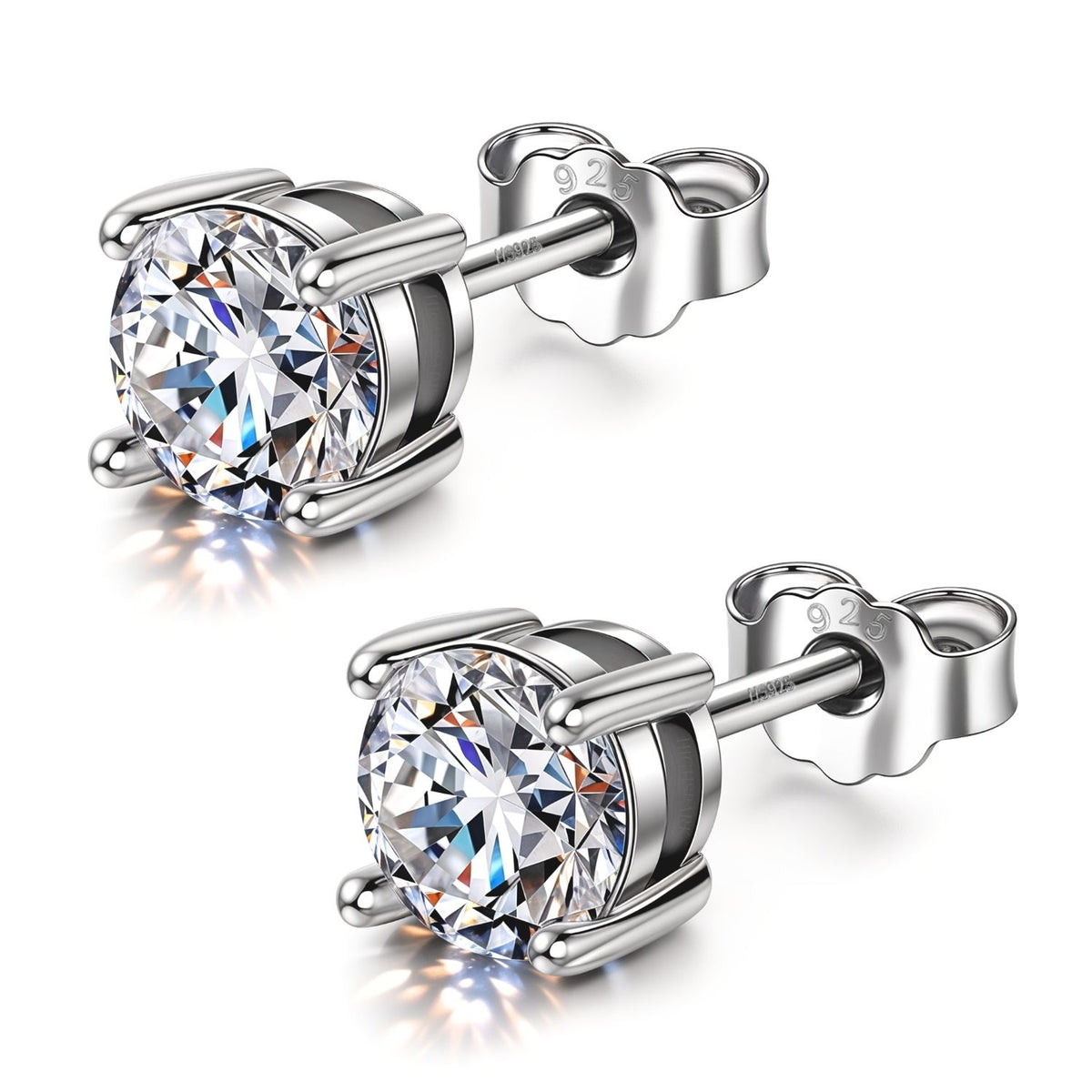 Classic 4-Prong Solitaire Studs in 925 Sterling Silver