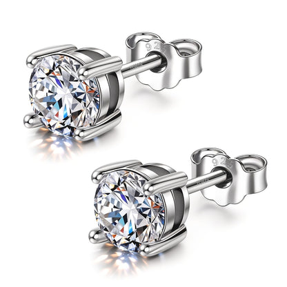 Classic 4-Prong Solitaire Studs in 925 Sterling Silver