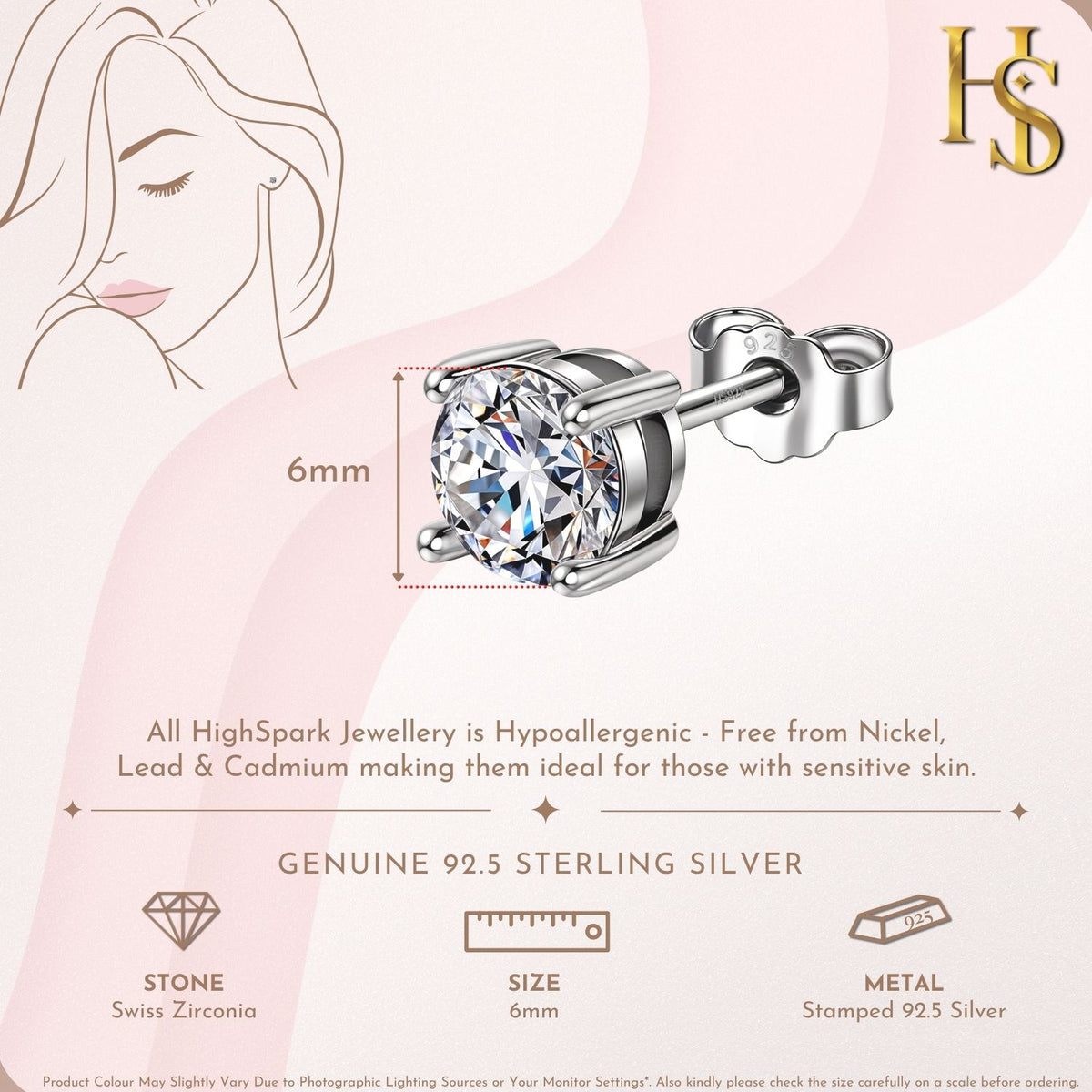 Classic 4-Prong Solitaire Studs in 925 Sterling Silver