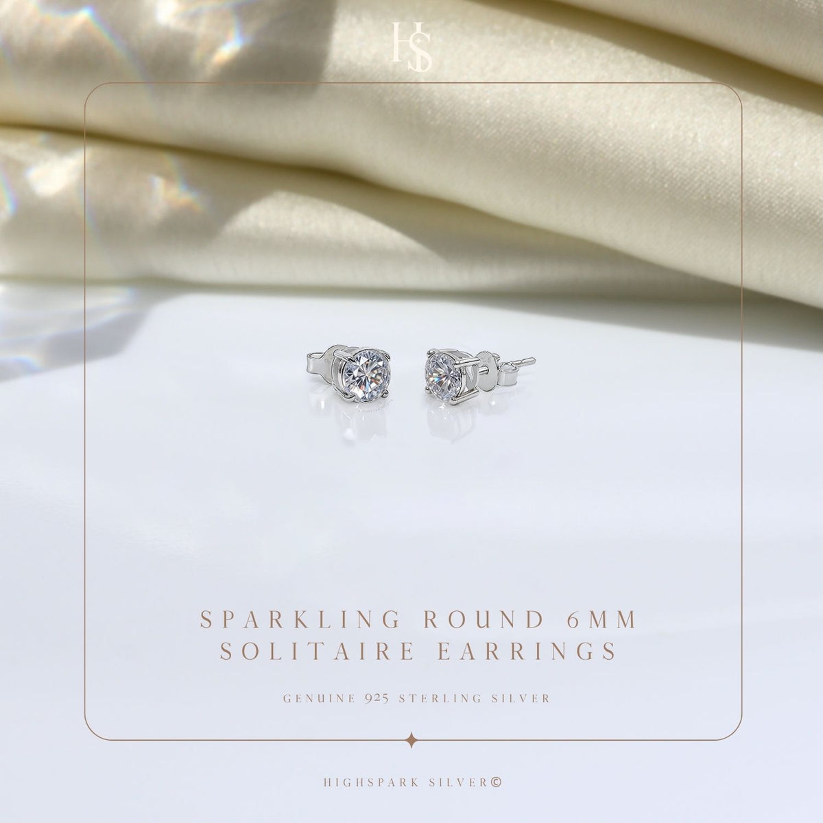 Classic 4-Prong Solitaire Studs in 925 Sterling Silver