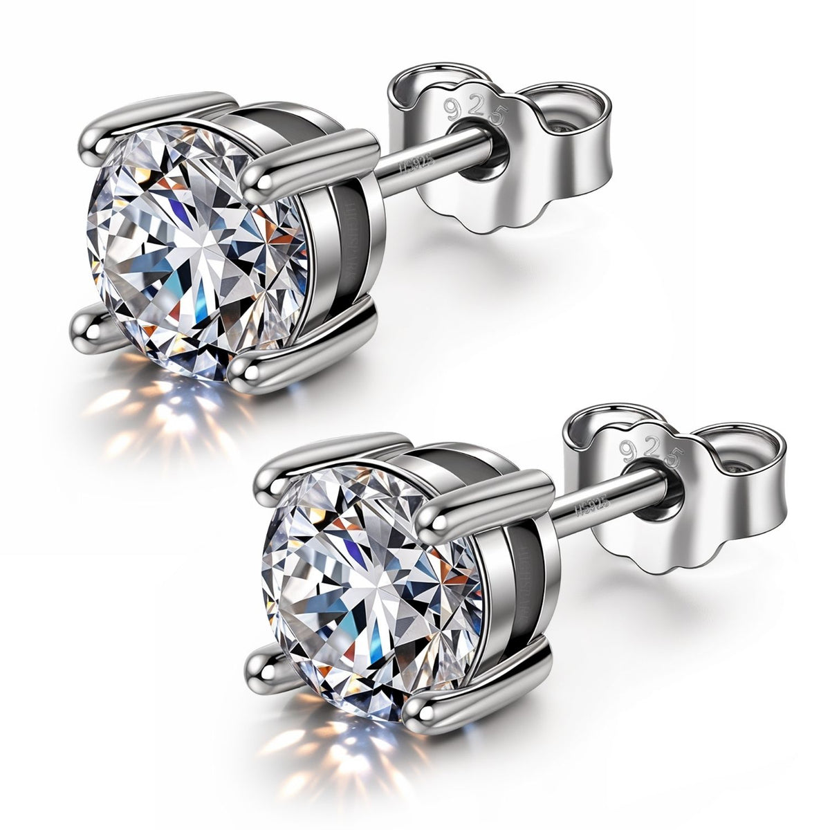 Classic 4-Prong Solitaire Studs in 925 Sterling Silver