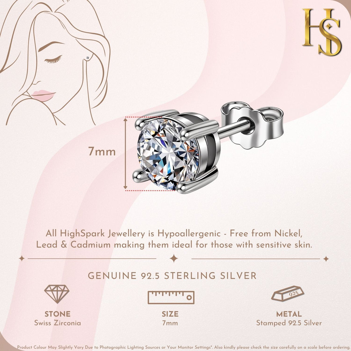 Classic 4-Prong Solitaire Studs in 925 Sterling Silver