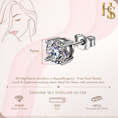 Classic 4-Prong Solitaire Studs in 925 Sterling Silver