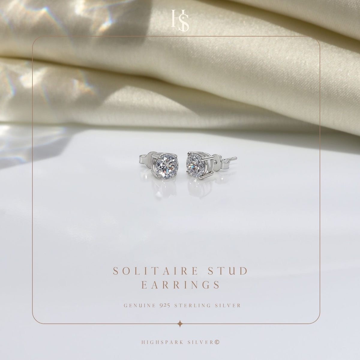 Classic 4-Prong Solitaire Studs in 925 Sterling Silver