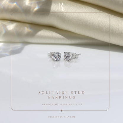 Classic 4-Prong Solitaire Studs in 925 Sterling Silver