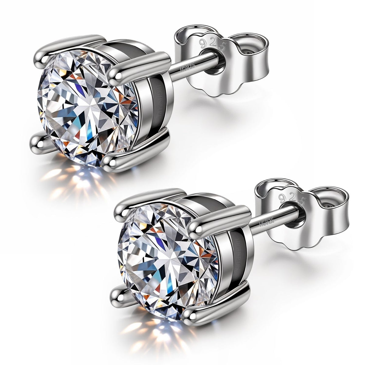 Classic 4-Prong Solitaire Studs in 925 Sterling Silver