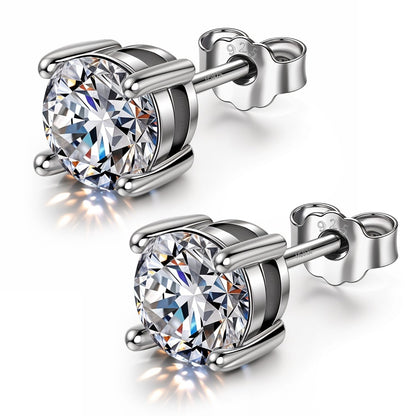 Classic 4-Prong Solitaire Studs in 925 Sterling Silver