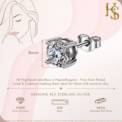 Classic 4-Prong Solitaire Studs in 925 Sterling Silver