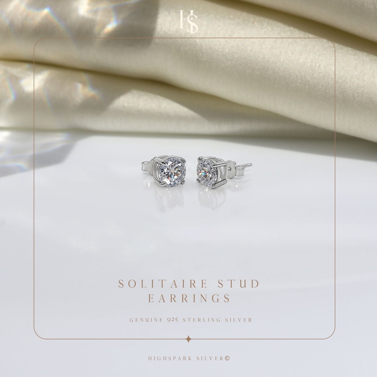 Classic 4-Prong Solitaire Studs in 925 Sterling Silver