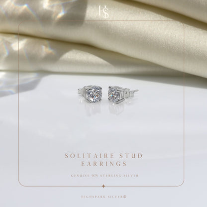 Classic 4-Prong Solitaire Studs in 925 Sterling Silver