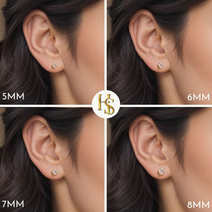 Gold-Plated Solitaire Stud Earrings in 925 Sterling Silver