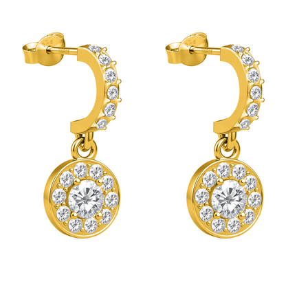 Dazling Dangle Arc Stud Earrings in 925 Sterling Silver with 18k Gold Finish For Women