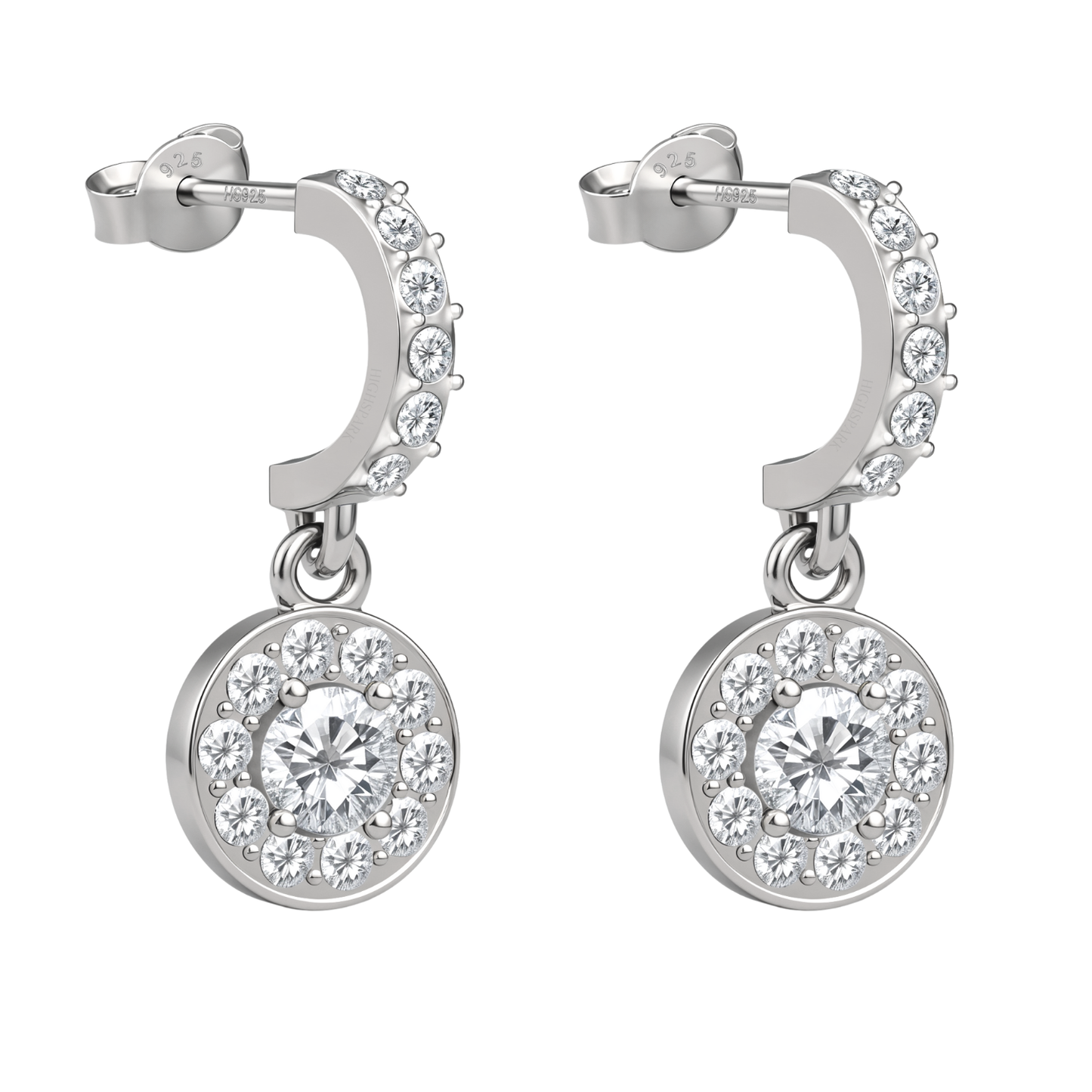 Dazzling Dangle Arc Stud Earrings in 925 Sterling Silver For Women