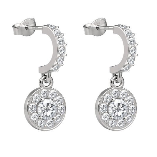 Dazzling Dangle Arc Stud Earrings in 925 Sterling Silver For Women
