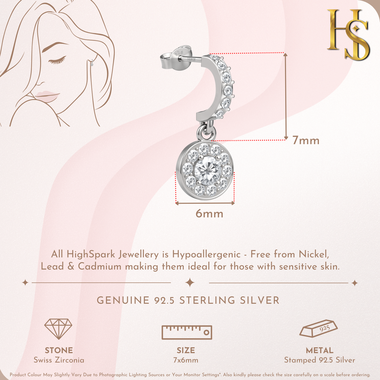 Dazzling Dangle Arc Stud Earrings in 925 Sterling Silver For Women