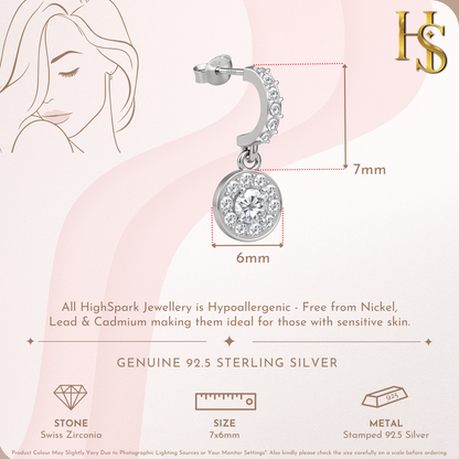 Dazzling Dangle Arc Stud Earrings in 925 Sterling Silver For Women