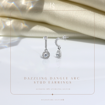 Dazzling Dangle Arc Stud Earrings in 925 Sterling Silver For Women