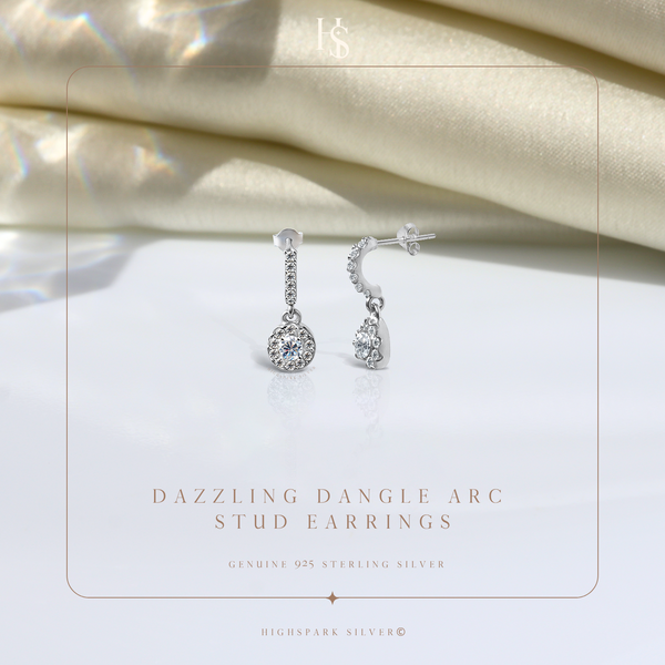 Dazzling Dangle Arc Stud Earrings in 925 Sterling Silver For Women