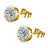 Gold-Plated Bezel Set Solitaire Studs in 925 Sterling Silver