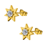 Fairy Star Round Gold-Plated Solitaire Studs in Sterling Silver