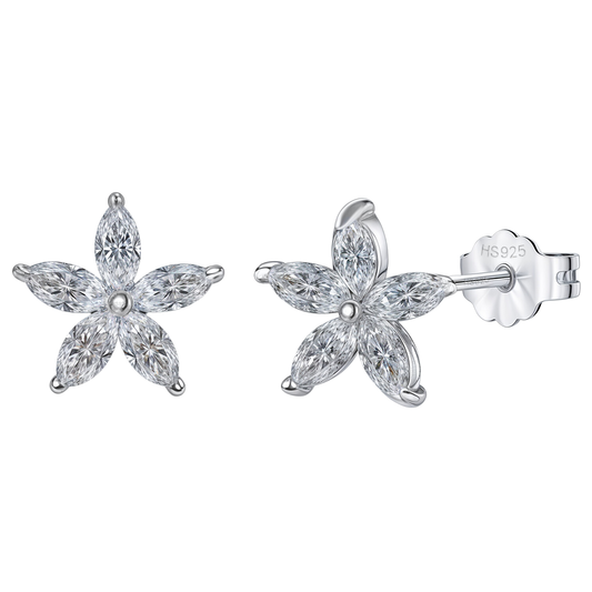 Pleasant Plumeria Stud Earrings in 925 Sterling Silver With Diamond like Brilliance Zirconia