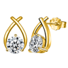 Gold-Plated XOXO Solitaire Stud Earrings in 925 Sterling Silver