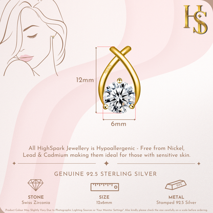 XOXO Solitaire Stud Earrings in 925 Sterling Silver with 18k Gold Finish For Women
