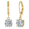 Solitaire Leverback Earrings in Gold-Plated 925 Sterling Silver