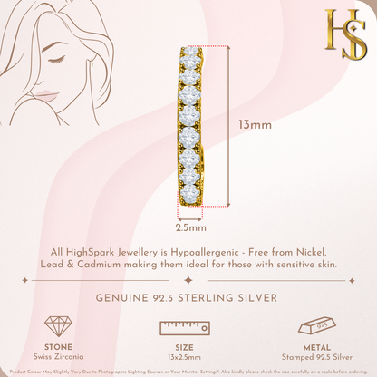 Starry Half Hoop Stud Earrings in 925 Sterling Silver with 18k Gold Finish For Women