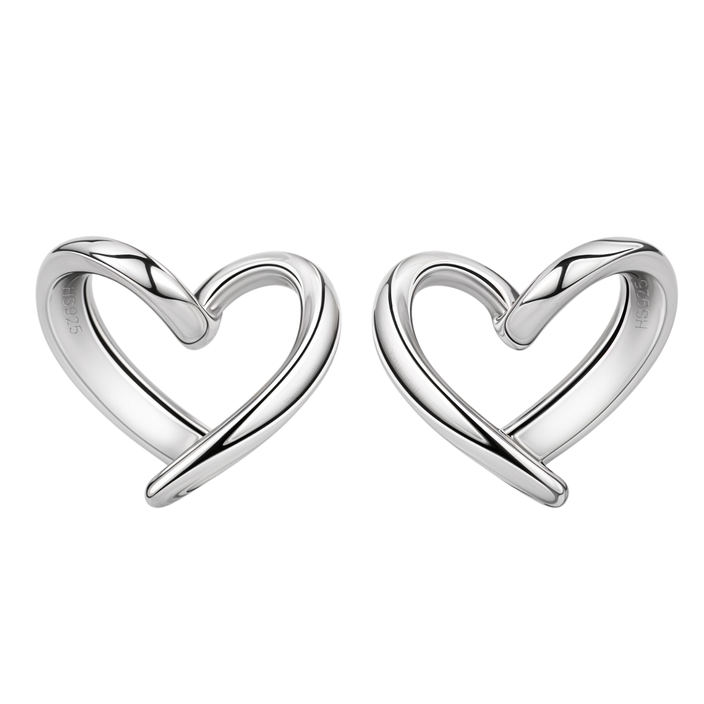 Mini Hollow Heart Stud Earrings in 925 Sterling Silver for Women