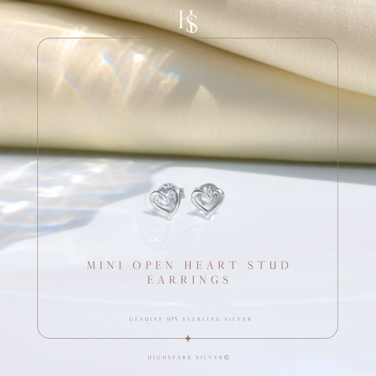 Mini Hollow Heart Stud Earrings in 925 Sterling Silver for Women