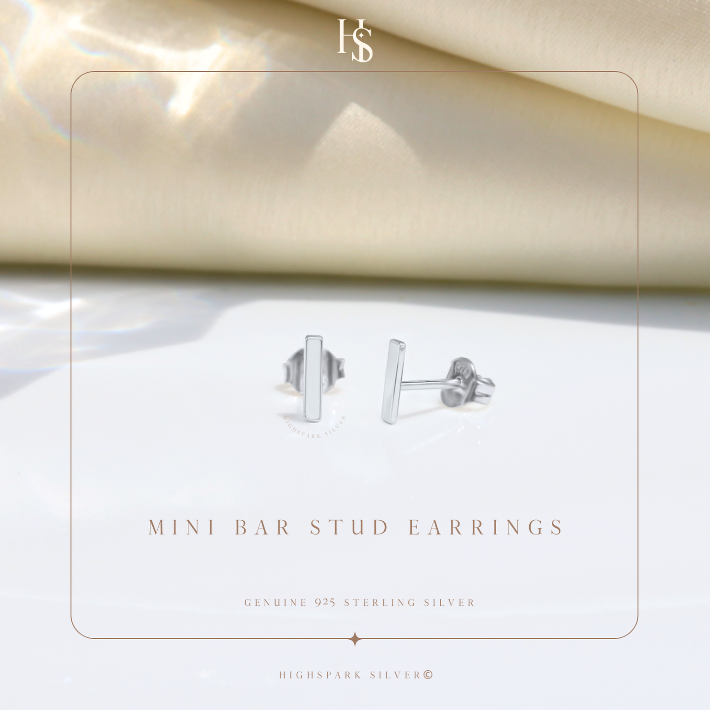 Mini Bar Stud Earrings in 925 Sterling Silver for Women