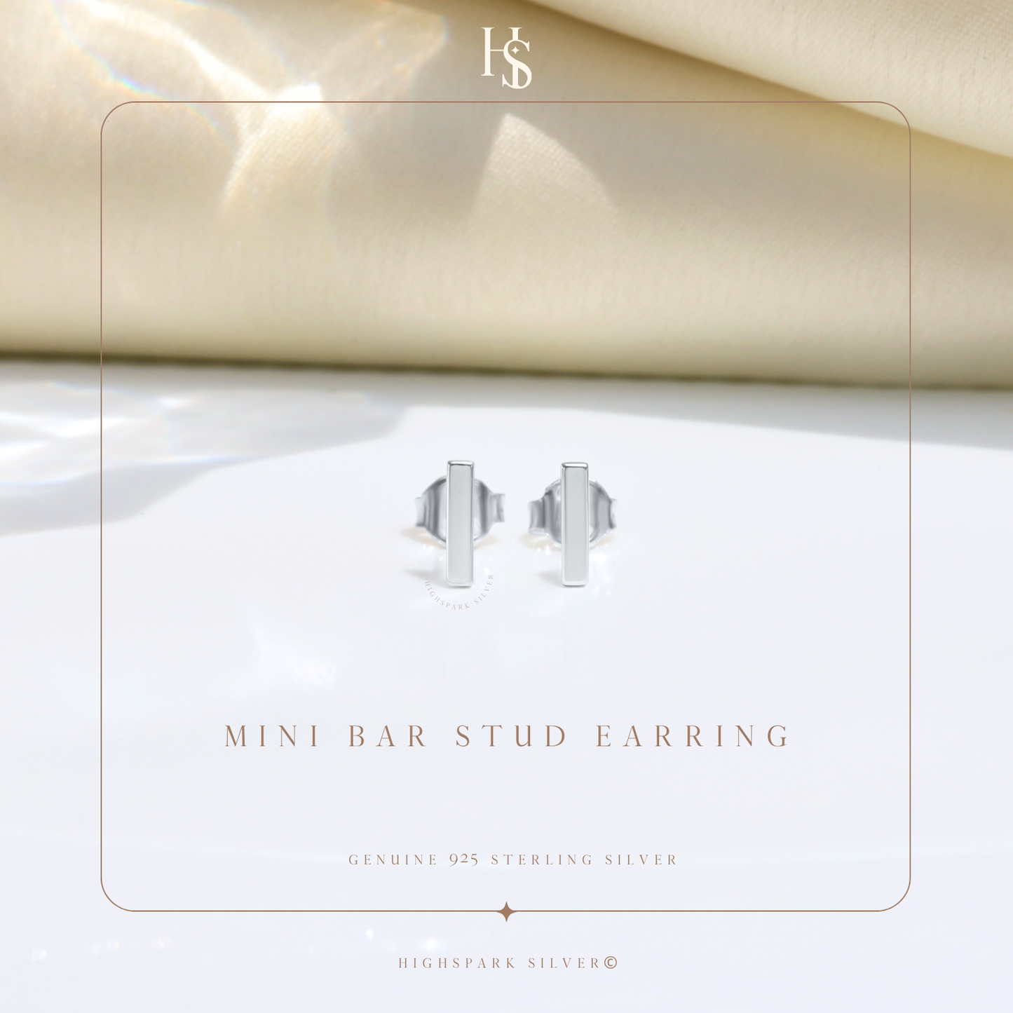 Mini Bar Stud Earrings in 925 Sterling Silver for Women