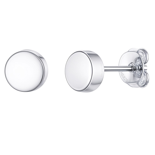 Mini Round Stud Earrings in 925 Sterling Silver for Women