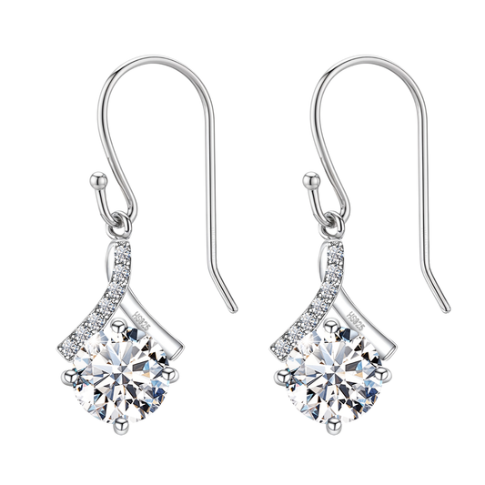 Starlit Solitaire Dangle Earrings in 92.5 Sterling Silver with Diamond like Brilliance Zirconia