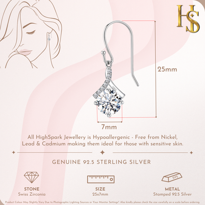 Starlit Solitaire Dangle Earrings in 92.5 Sterling Silver with Diamond like Brilliance Zirconia