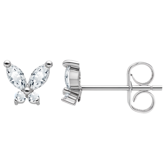 Whimsical Butterfly Stud Earrings in 92.5 Sterling Silver with Diamond like Brilliance Zirconia