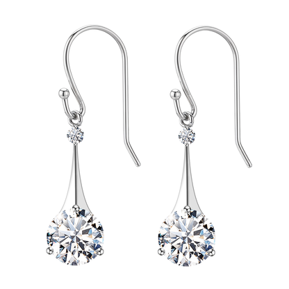 Delightful Double Solitaire Drop Earrings in 92.5 Sterling Silver with Diamond like Brilliance Zirconia