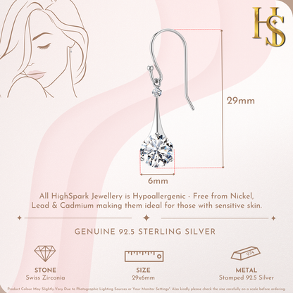 Delightful Double Solitaire Drop Earrings in 92.5 Sterling Silver with Diamond like Brilliance Zirconia