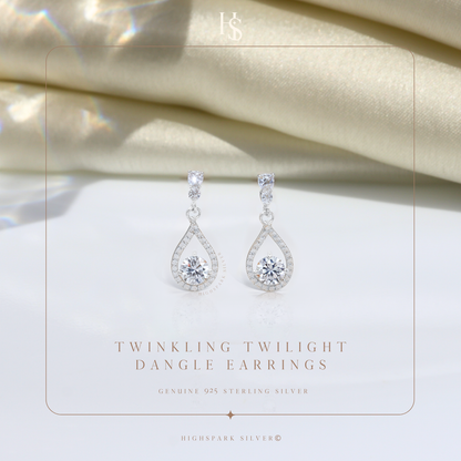 Twinkling Twilight Dangle Earrings in 92.5 Sterling Silver with Diamond like Brilliance Zirconia