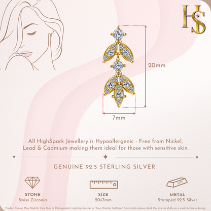 Frestive Charm Drop Earring in 925 Sterling Silver with 18k Gold Finish For Women