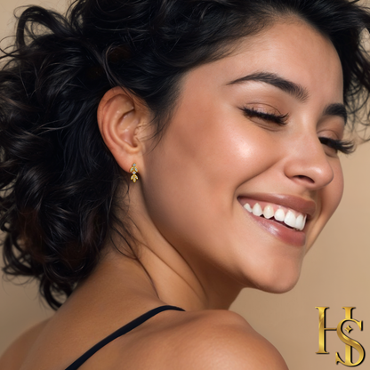 Frestive Charm Drop Earring in 925 Sterling Silver with 18k Gold Finish For Women