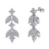 Silver Drop Earrings with Festive Charm Leaf in 925 Sterling